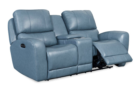 Bel Air Power Reclining Loveseat with Console Persian Blue
