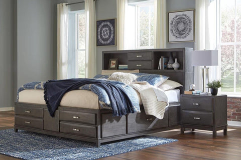 Caitbrook Gray King Bed with Dresser Mirror & Nightstand