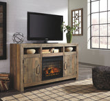 Sommerford - 62" TV Stand with Fireplace - Brown