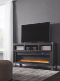 Todoe Large TV Stand with Fireplace Insert - Gray