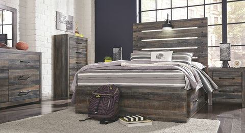 Drystan Multi Full Bed with Storage Footboard with Dresser & Mirror