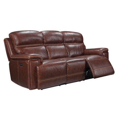 Fresno Power Reclining Leather Sofa Brown