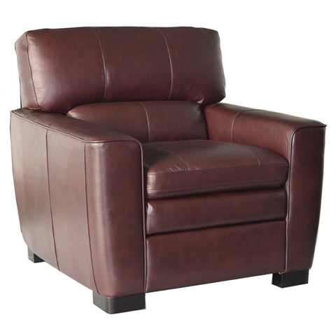 Leland All Leather Chair with Feather Top Cushion Burgundy