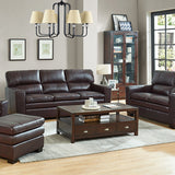 Leland All Leather Sofa with Feather Top Cushion Burgundy