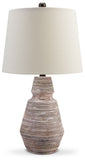 Jairburns Brick Red / White Poly Table Lamp
