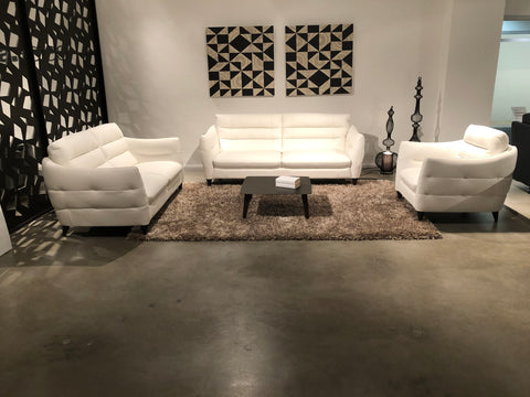 Cabrini Pure White Sofa, Loveseat and Chair