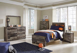Derekson Multi Gray Twin Bed w/ Dresser & Mirror