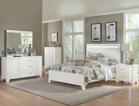 Keren - White King Bed with Dresser Mirror & Nightstand