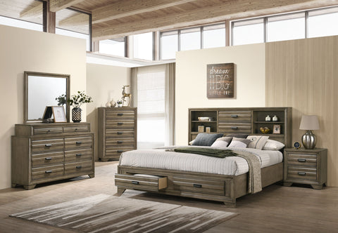 Roya King Storage Bed and Dresser with Mirror