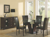 Daisy - Round Glass Table & 4 Side Chairs - Dark Brown