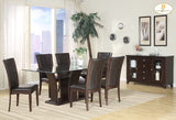Daisy -  Rectangular Glass Dining Table & 4 Side Chairs - Dark Brown