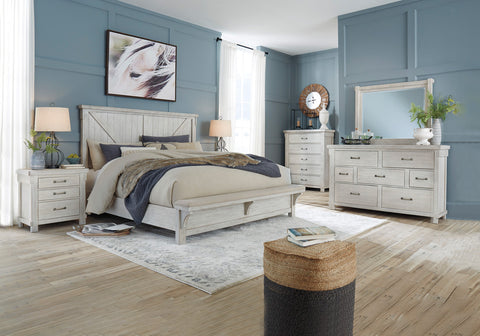 Brashland Linen Queen Bed with Dresser & Mirror