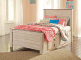 Willowton Full Panel Bed with Under Bed Storage - Whitewash