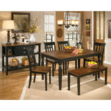 Owingsville Table 4 Side Chairs & Bench - Two Tone Finish