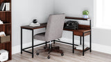Camiburg - L- Shaped Home Office Desk with Storage - Warm Brown