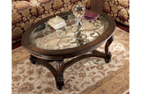 Norcastle - Oval Cocktail Table and 2 End Tables - Dark Brown