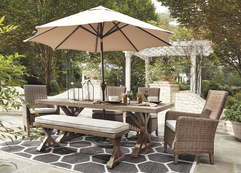 Beachcroft - Outdoor Dining Set with 4 Side Chairs and 2 Arm Chairs - Beige/White