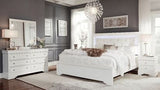 Pompei Metallic White Queen Bed and Dresser w/ Mirror