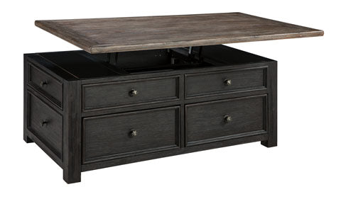 Tyler Creek Grayish Brown/Black Lift Top Cocktail Table with Caster
