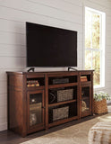 Harpan Reddish Brown XL TV Stand with Fireplace Option