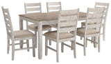 SkemptonWhite/Light Brown Table & 6 Side Chairs