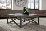 Haroflyn Gray Square Cocktail Table & 2 Square End Table