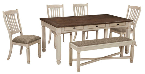 Bolanburg - Dining Room Table 4 Side Chairs & Bench - Two tone