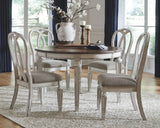 Realyn - Oval Dining Room Table & 4 Ribbon Back Side Chairs - Chipped White