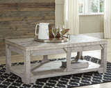 Fregine White Wash Lift Top Cocktail Table & 2 Rectangular End Table
