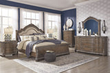 Charmond Brown Dresser, Mirror & King Sleigh Bed and Nightstand