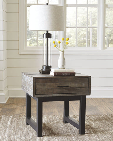 Mondoro Grayish Brown Lift Top Cocktail Table & 2 Square End Table