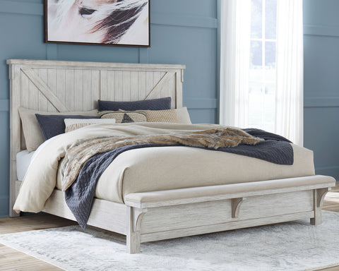 Brashland King Bed with Footboard Bench - Linen