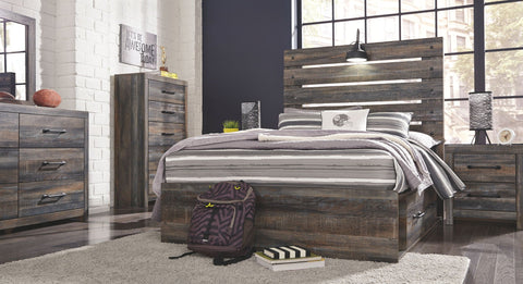 Drystan Multi Full Bed with Storage Footboard w/ Dresser & Mirror