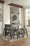 Caitbrook Dark Gray Table & 4 Backless Barstools