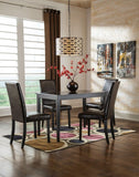 Kimonte Table & 4 Side Brown Chairs