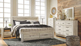 Bellaby Whitewash King Storage Bed w/ Dresser & Mirror