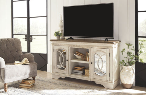 Realyn Chipped White Large TV Stand