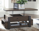 Vailbry Brown Top Cocktail Table & 2 Rectangular End Table