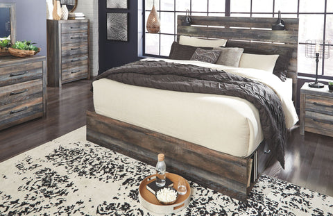 Drystan Multi Queen Bed with storage footboard w/ Dresser & Mirror