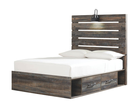 Drystan Full Panel Bed with 1 Side Storage - Multi