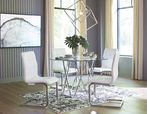 Madanere Table & 4 White Side Chairs