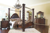 North Shore King Poster Canopy Bed w/ Dresser Mirror & 2Nightstand