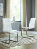 Madanere - Dining Upholstered Side Chair - White/Chrome Finish