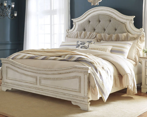 Realyn Queen Upholstered Panel Bed - Two - tone