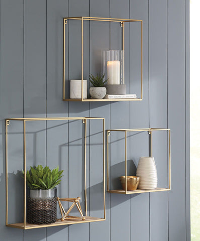 Efharis- Natural/Gold Finish Wall Shelf Set (3/CN) - Ashley shop at  Regency Furniture