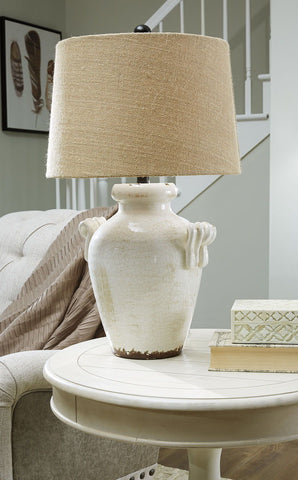 Mahfuz Beige Ceramic Table Lamp (1/CN)