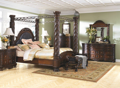 North Shore King Poster Bed with Dresser & Mirror