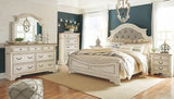 Realyn Twotone King Bed with Dresser Mirror & Nightstand