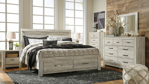 Bellaby Whitewash King Storage Bed with Dresser & Mirror