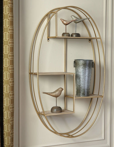 Elettra- Natural/Gold Finish Wall Shelf - Ashley shop at  Regency Furniture